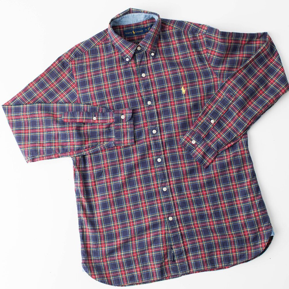 Ralph Lauren Men's Plaid Medium Button Down Long Sleeve Shirt‎